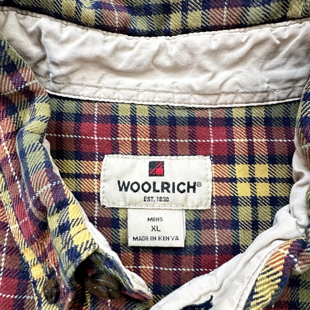 Woolrich Flannel Button Down Shirt Mens XL Plaid‎ Check Cotton Long Sleeve - Picture 4 of 6